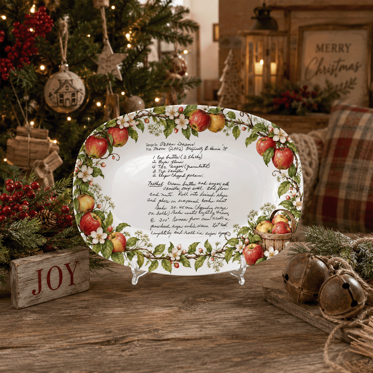 Handwritten Recipe Platter with Apple Border