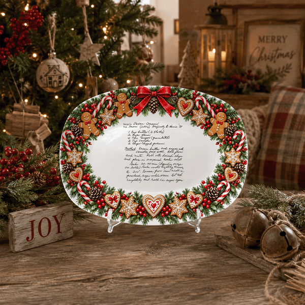 Handwritten Recipe Platter with Christmas Cookie Border