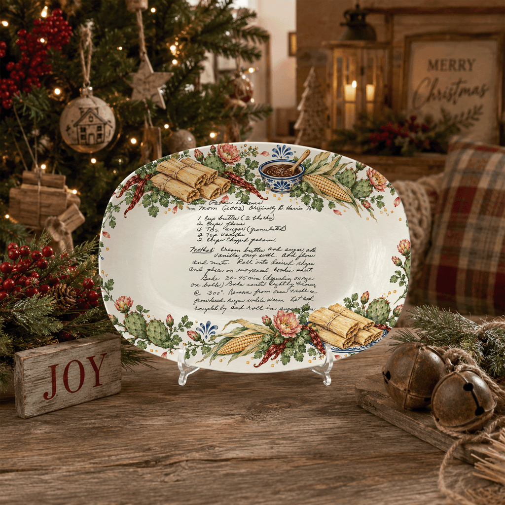 Handwritten Recipe Platter with Tamale Border