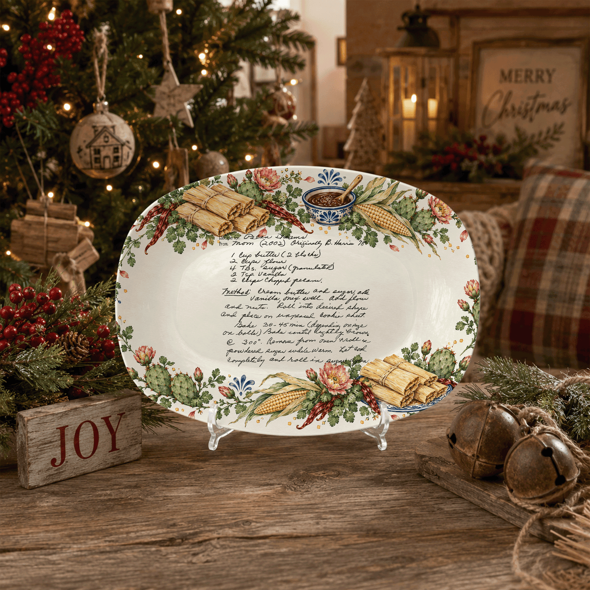 Handwritten Recipe Platter with Tamale Border