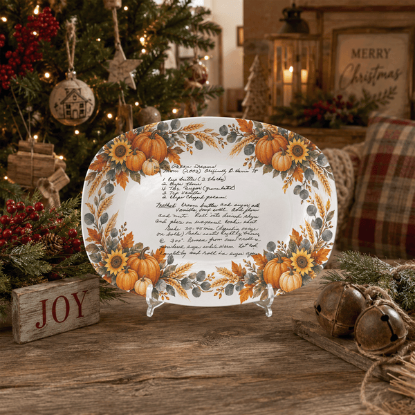 Handwritten Recipe Platter with Pumpkin Border