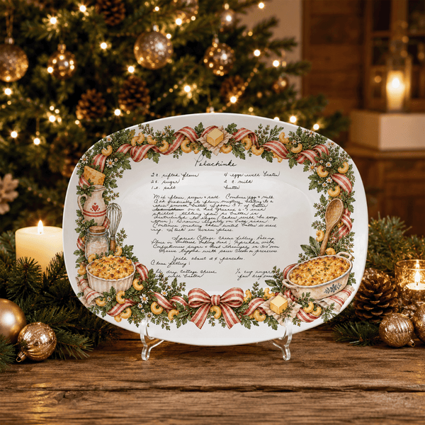Handwritten Recipe Platter with Macaroni and Cheese Border