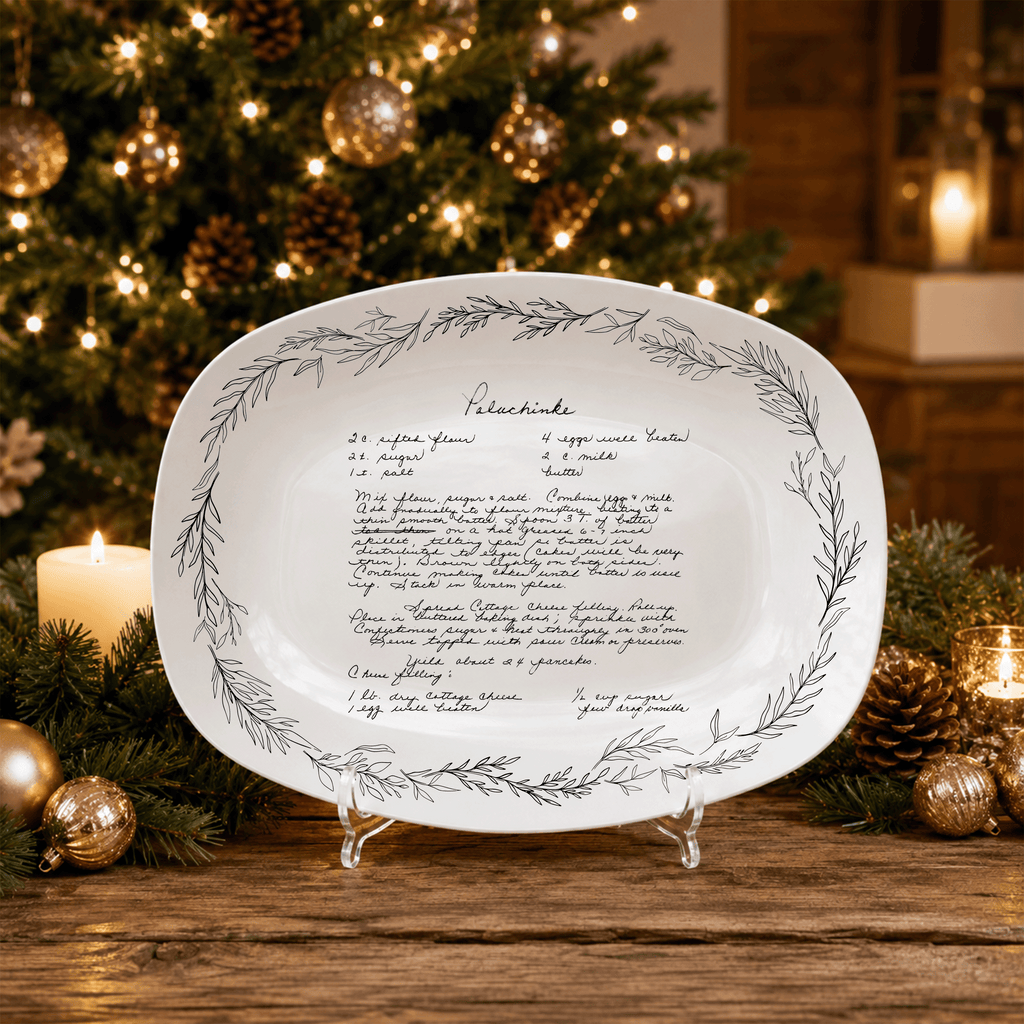 Handwritten Recipe Platter with Branch Border