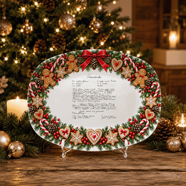 Handwritten Recipe Platter with Christmas Cookie Border