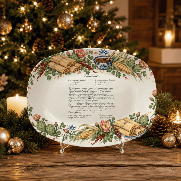 Handwritten Recipe Platter with Tamale Border
