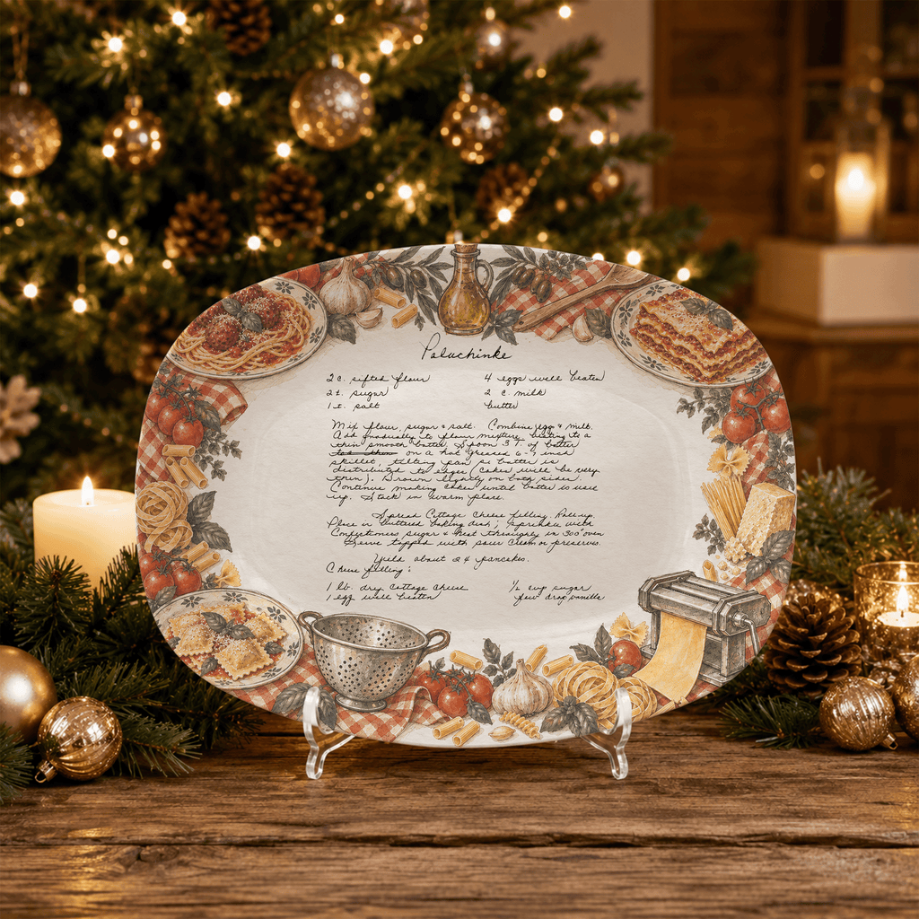 Handwritten Recipe Platter with Vintage Italian Food Border