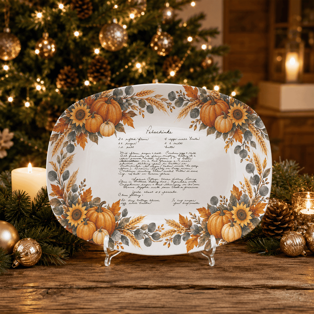 Handwritten Recipe Platter with Pumpkin Border