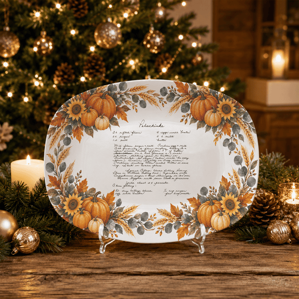 Handwritten Recipe Platter with Pumpkin Border