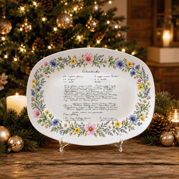 Handwritten Recipe Platter with Wildflower Meadow Border