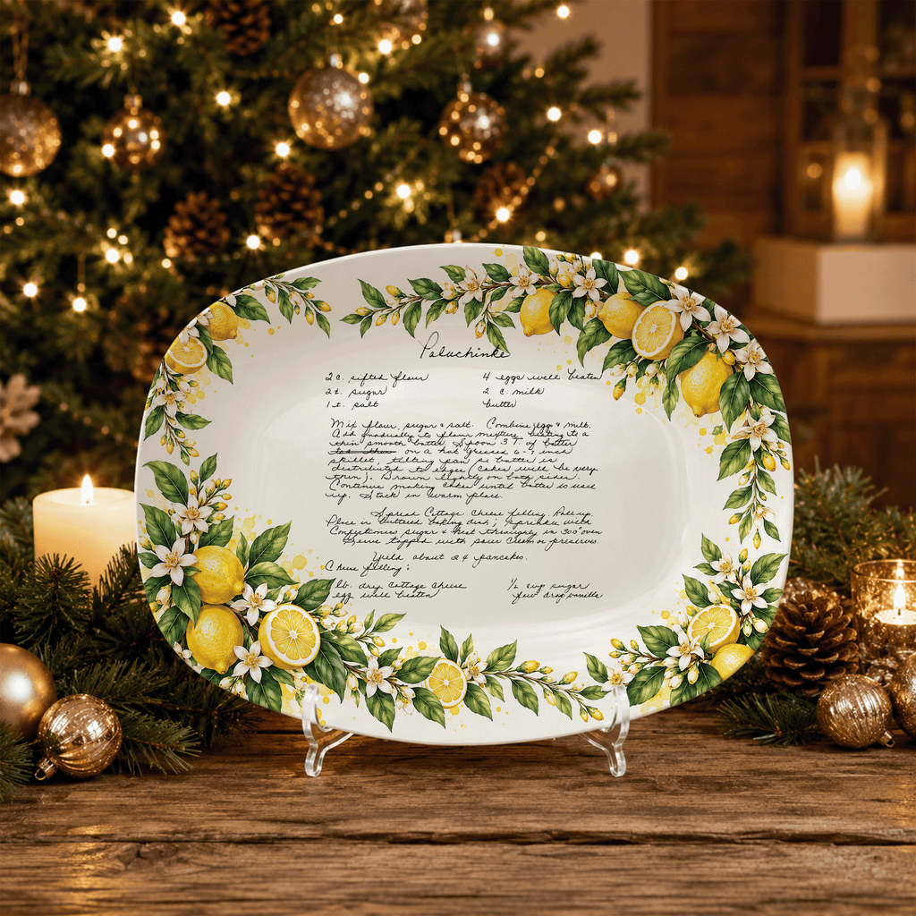 Handwritten Recipe Platter with Lemon Orchard Border