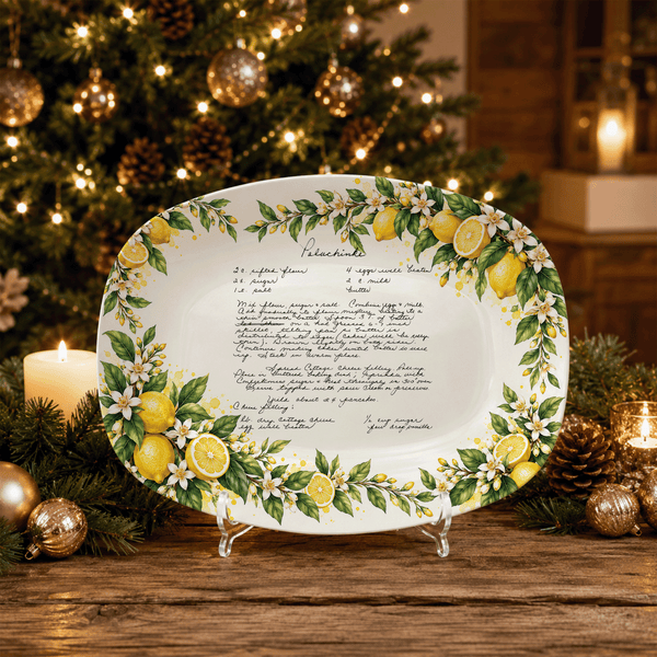 Handwritten Recipe Platter with Lemon Orchard Border