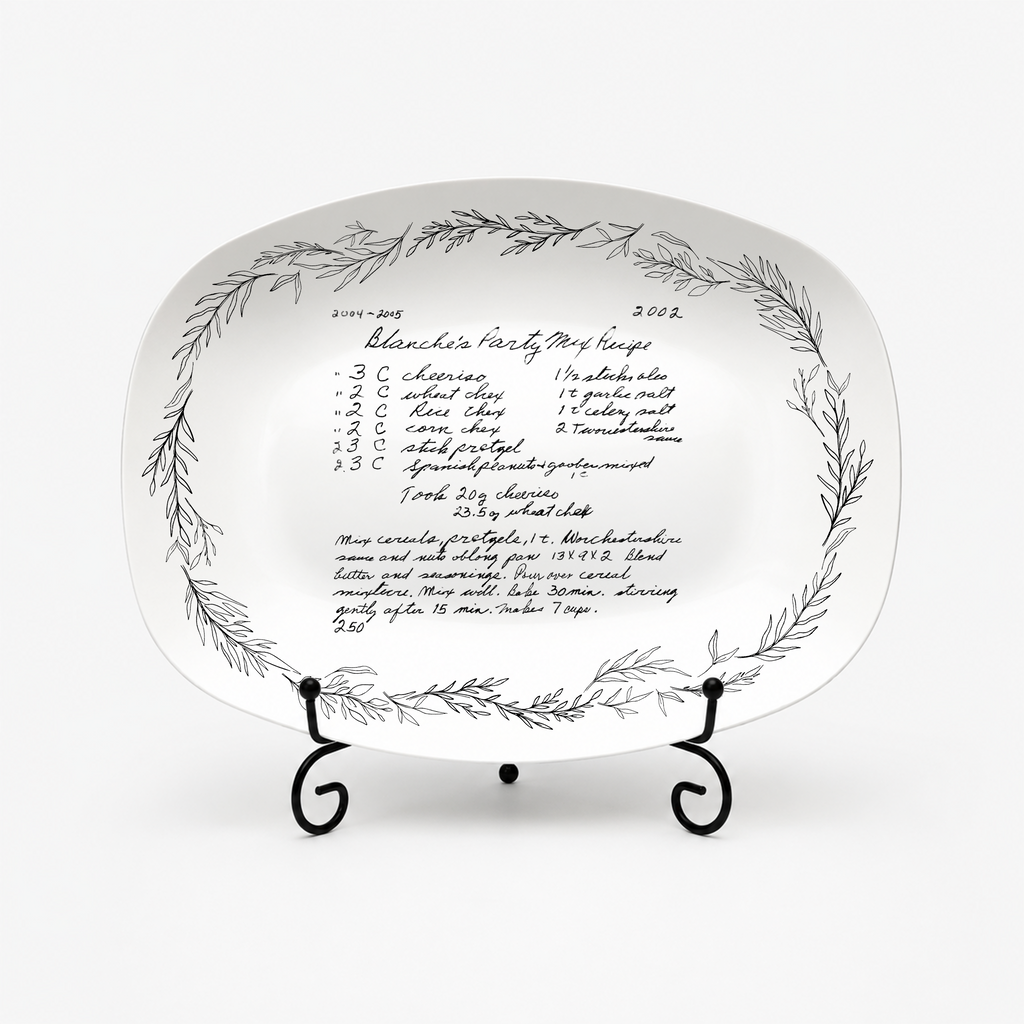 Handwritten Recipe Platter with Branch Border