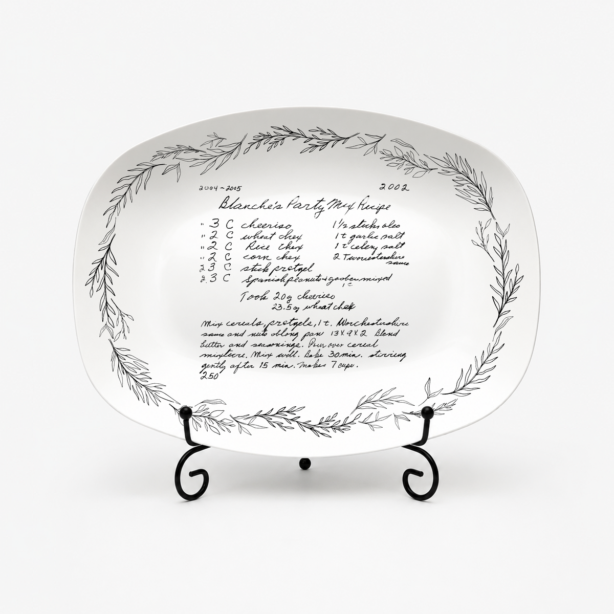 Handwritten Recipe Platter with Branch Border