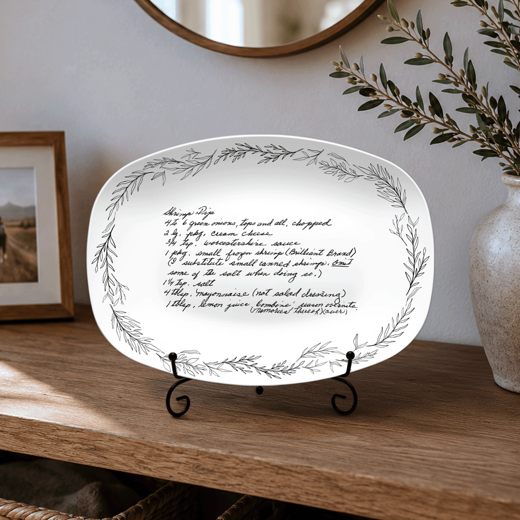 Handwritten Recipe Platter with Branch Border