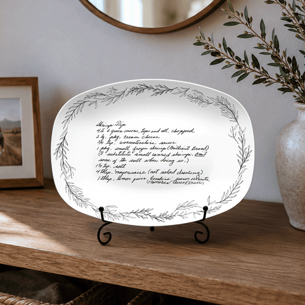 Handwritten Recipe Platter with Branch Border