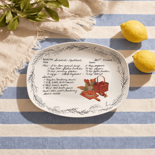 Handwritten Recipe Platter with Branch Border