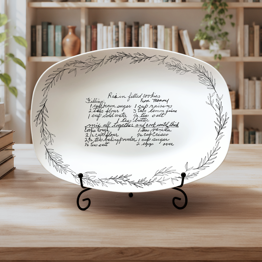 Handwritten Recipe Platter with Branch Border