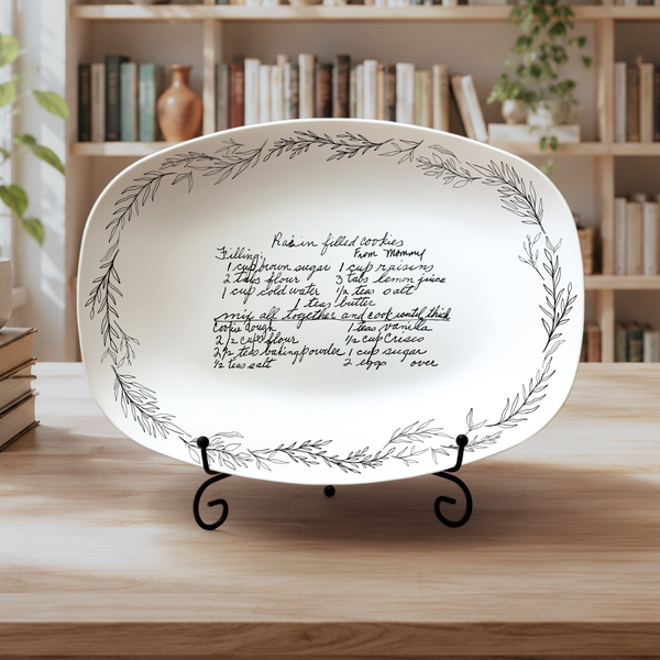 Handwritten Recipe Platter with Branch Border