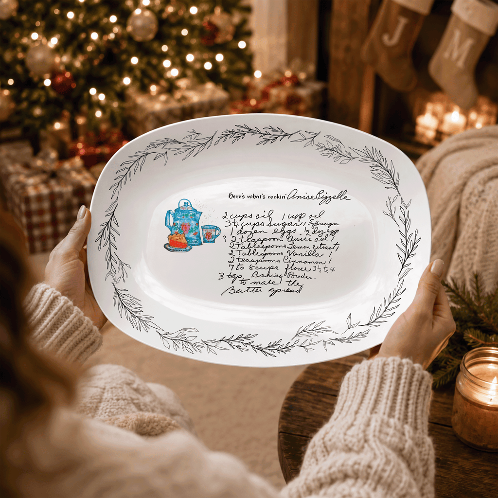 Handwritten Recipe Platter with Branch Border