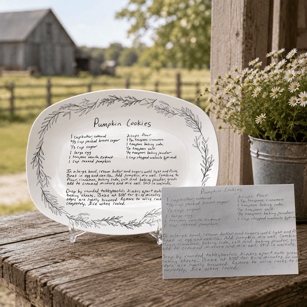 Handwritten Recipe Platter with Branch Border
