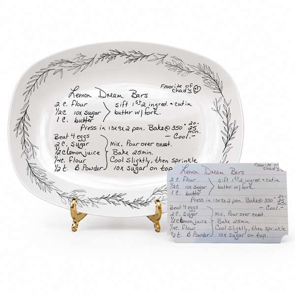 Handwritten Recipe Platter with Branch Border