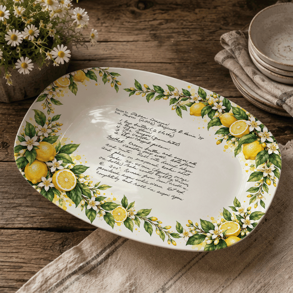 Handwritten Recipe Platter with Lemon Orchard Border