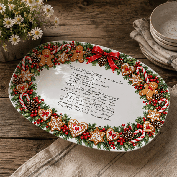 Handwritten Recipe Platter with Christmas Cookie Border