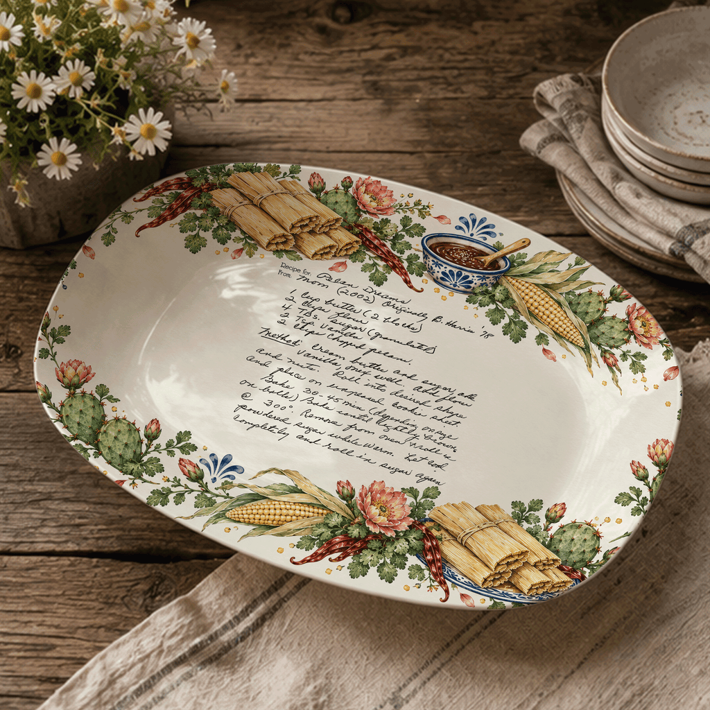 Handwritten Recipe Platter with Tamale Border
