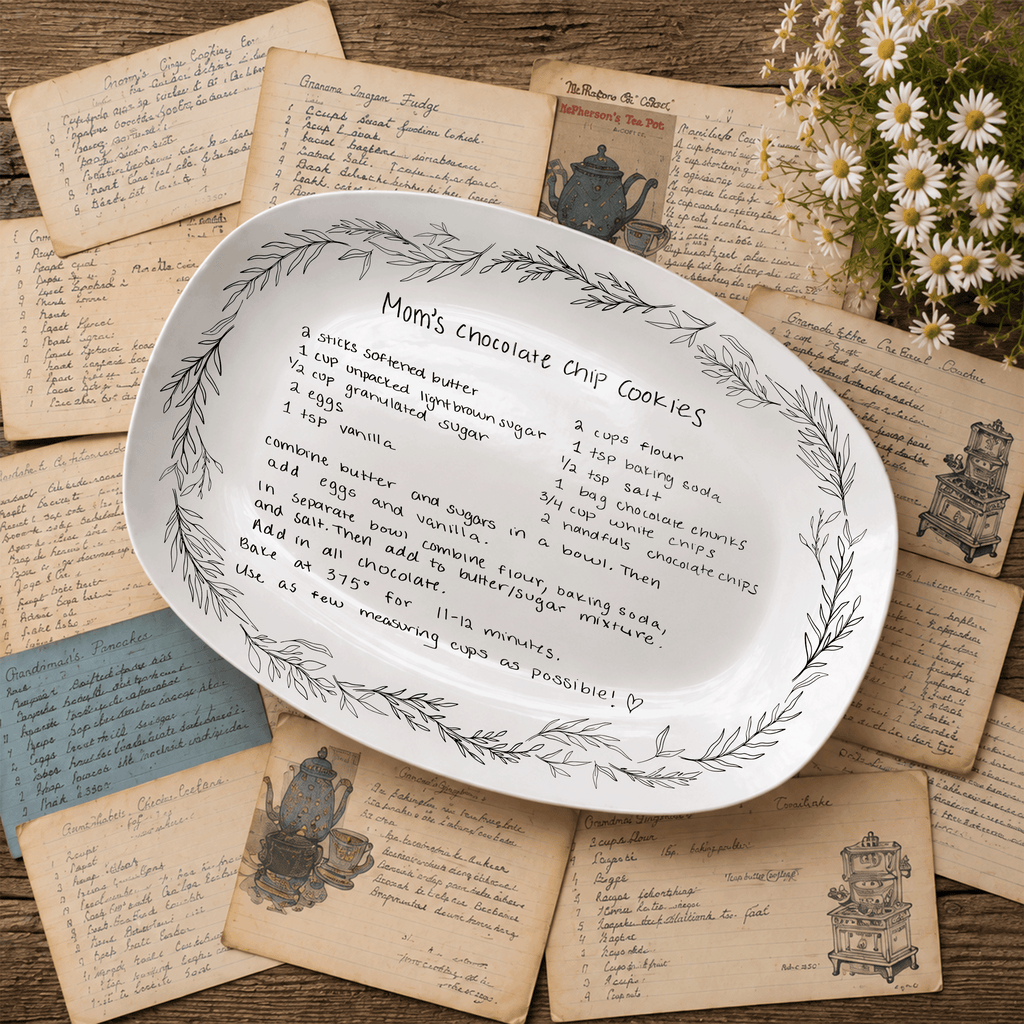 Handwritten Recipe Platter with Branch Border
