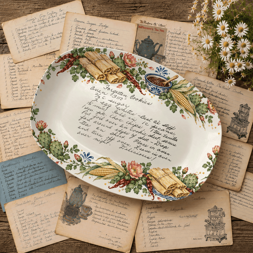 Handwritten Recipe Platter with Tamale Border