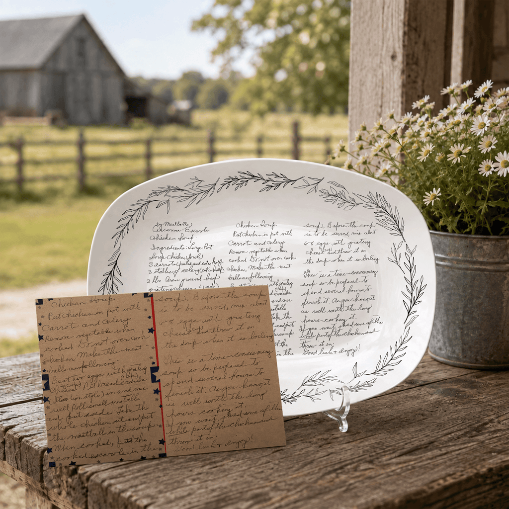 Handwritten Recipe Platter with Branch Border