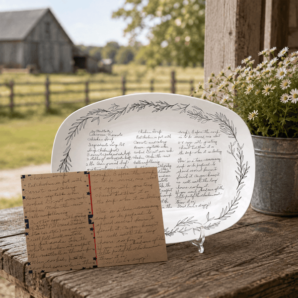 Handwritten Recipe Platter with Branch Border