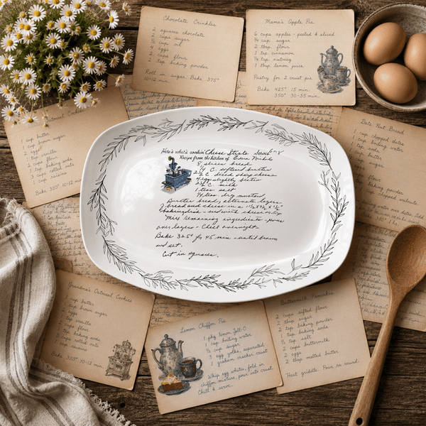 Handwritten Recipe Platter with Branch Border