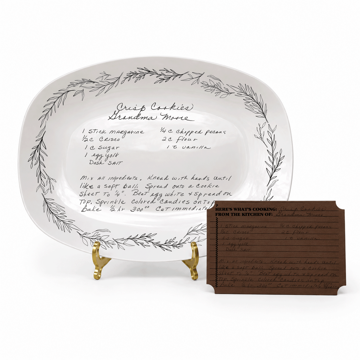Handwritten Recipe Platter with Branch Border