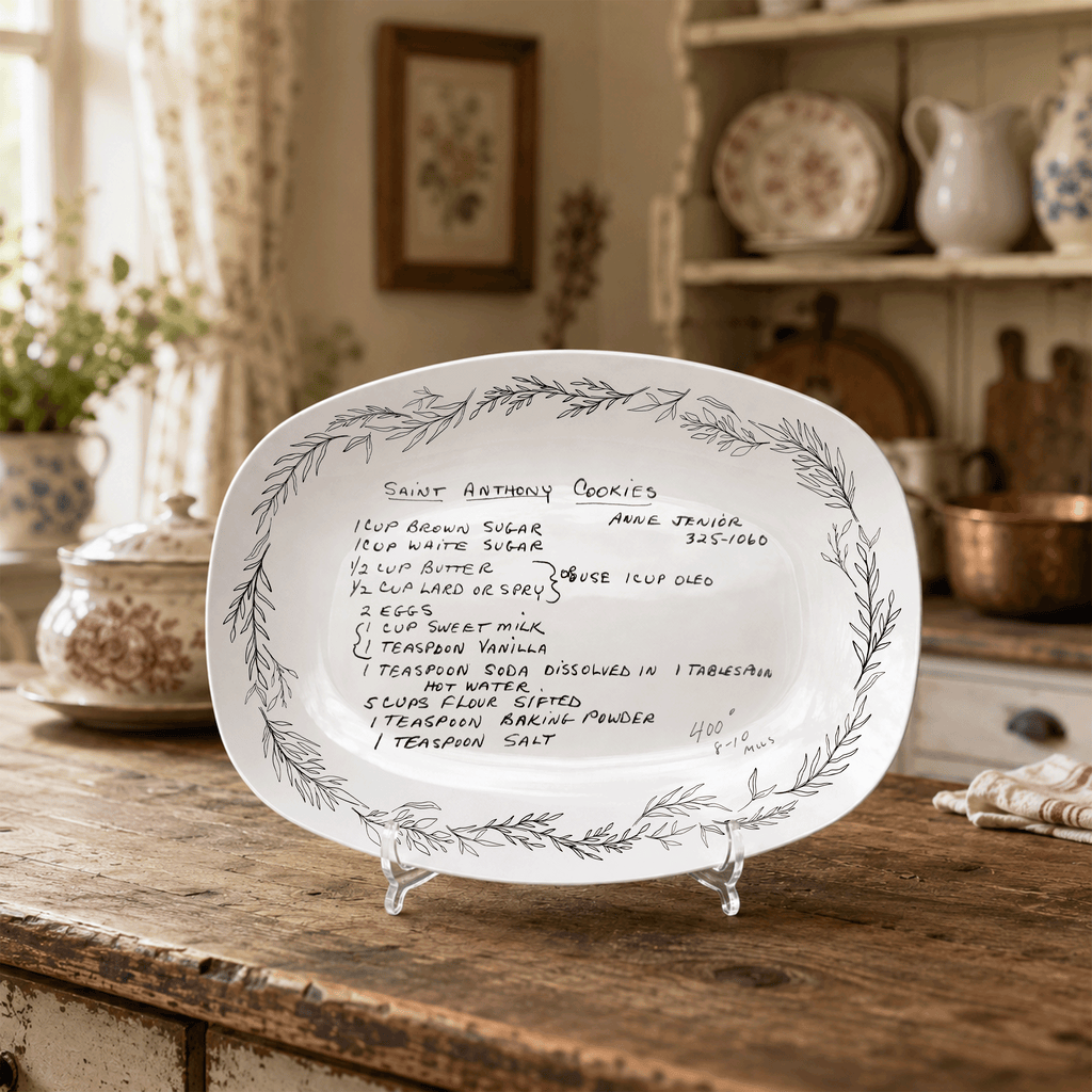 Handwritten Recipe Platter with Branch Border