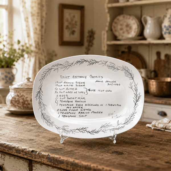 Handwritten Recipe Platter with Branch Border