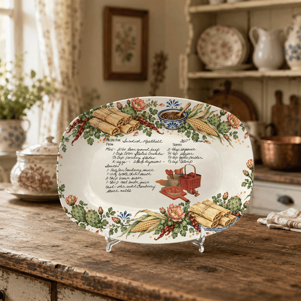 Handwritten Recipe Platter with Tamale Border