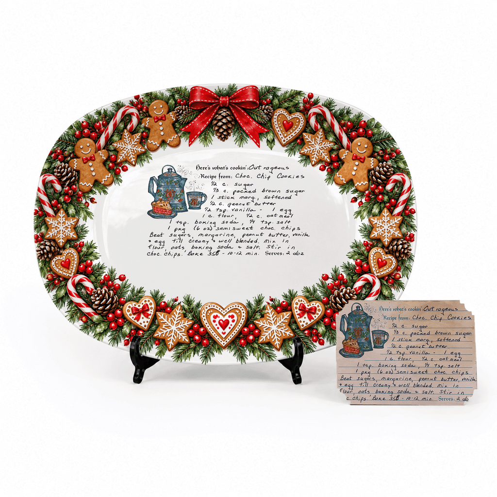 Handwritten Recipe Platter with Christmas Cookie Border