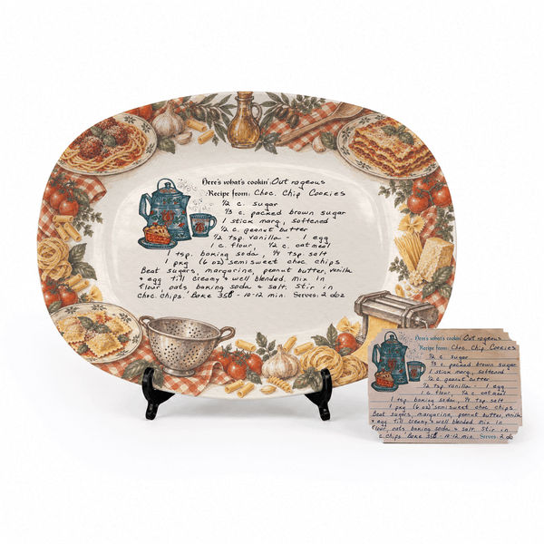 Handwritten Recipe Platter with Vintage Italian Food Border