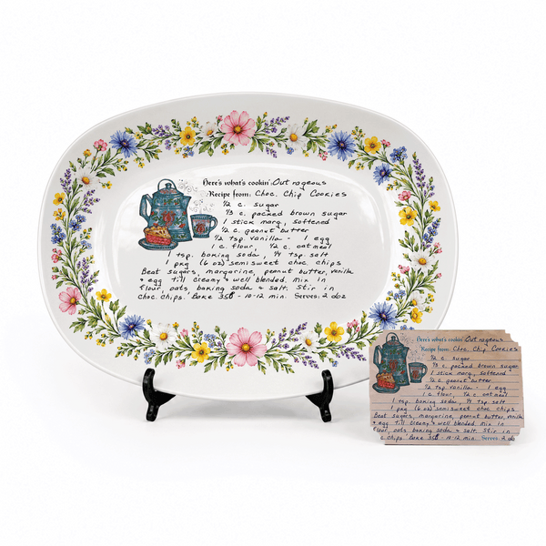 Handwritten Recipe Platter with Wildflower Meadow Border
