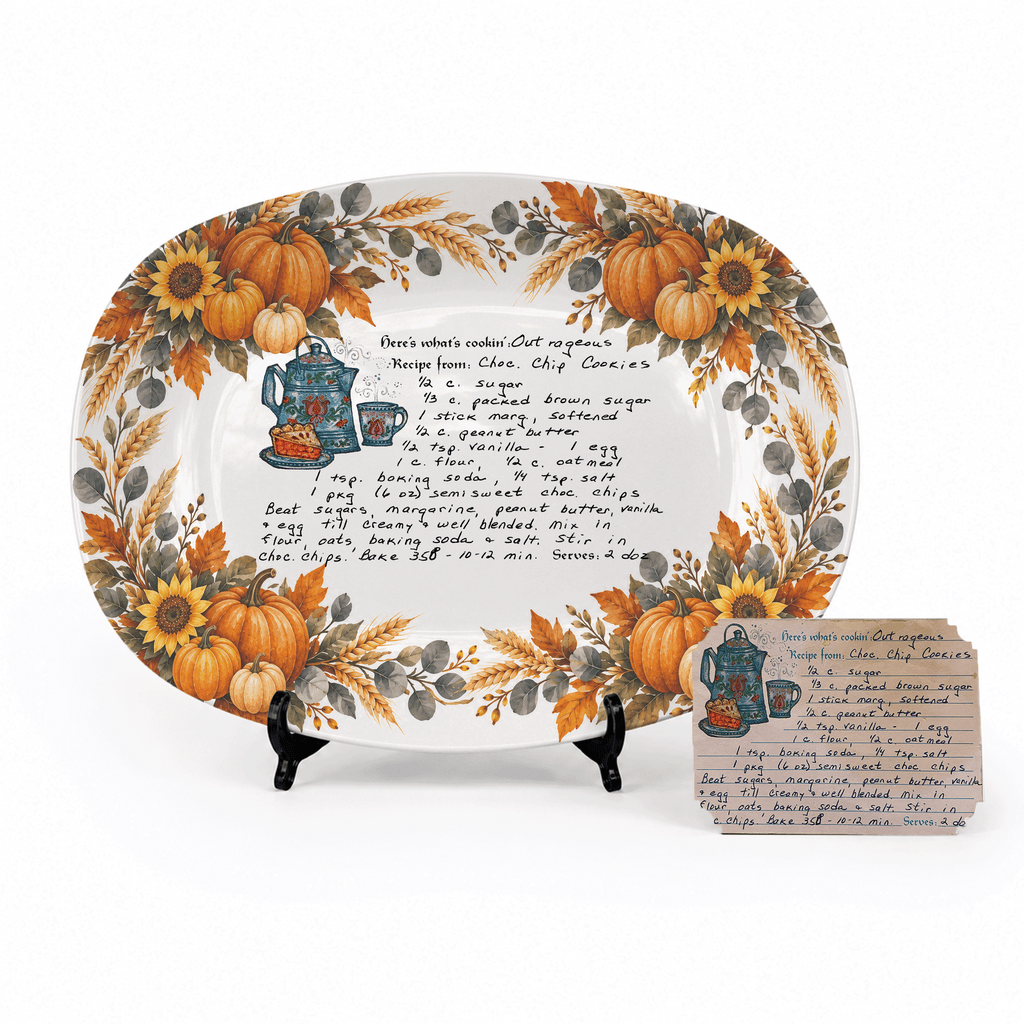 Handwritten Recipe Platter with Pumpkin Border