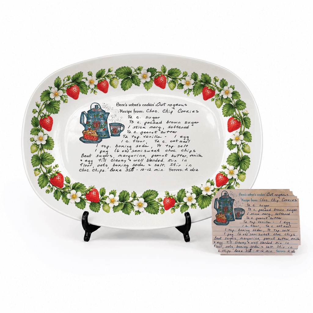 Handwritten Recipe Platter with Strawberry Border