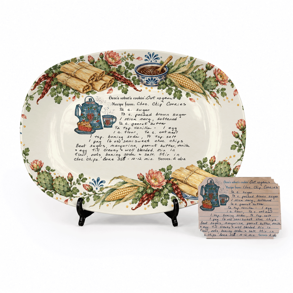 Handwritten Recipe Platter with Tamale Border