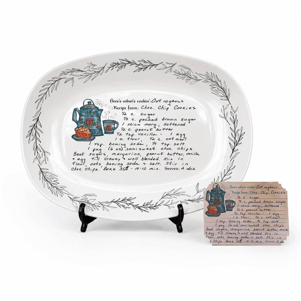 Handwritten Recipe Platter with Branch Border