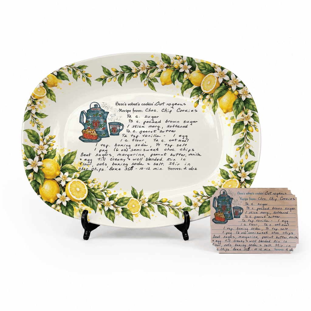 Handwritten Recipe Platter with Lemon Orchard Border