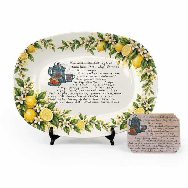 Handwritten Recipe Platter with Lemon Orchard Border