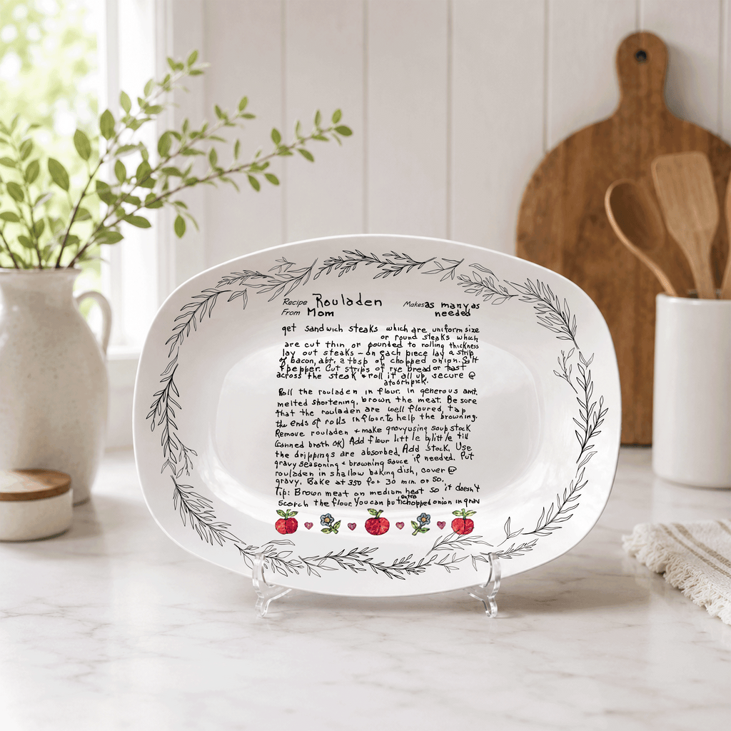 Handwritten Recipe Platter with Branch Border