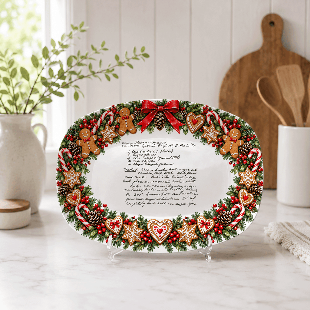 Handwritten Recipe Platter with Christmas Cookie Border