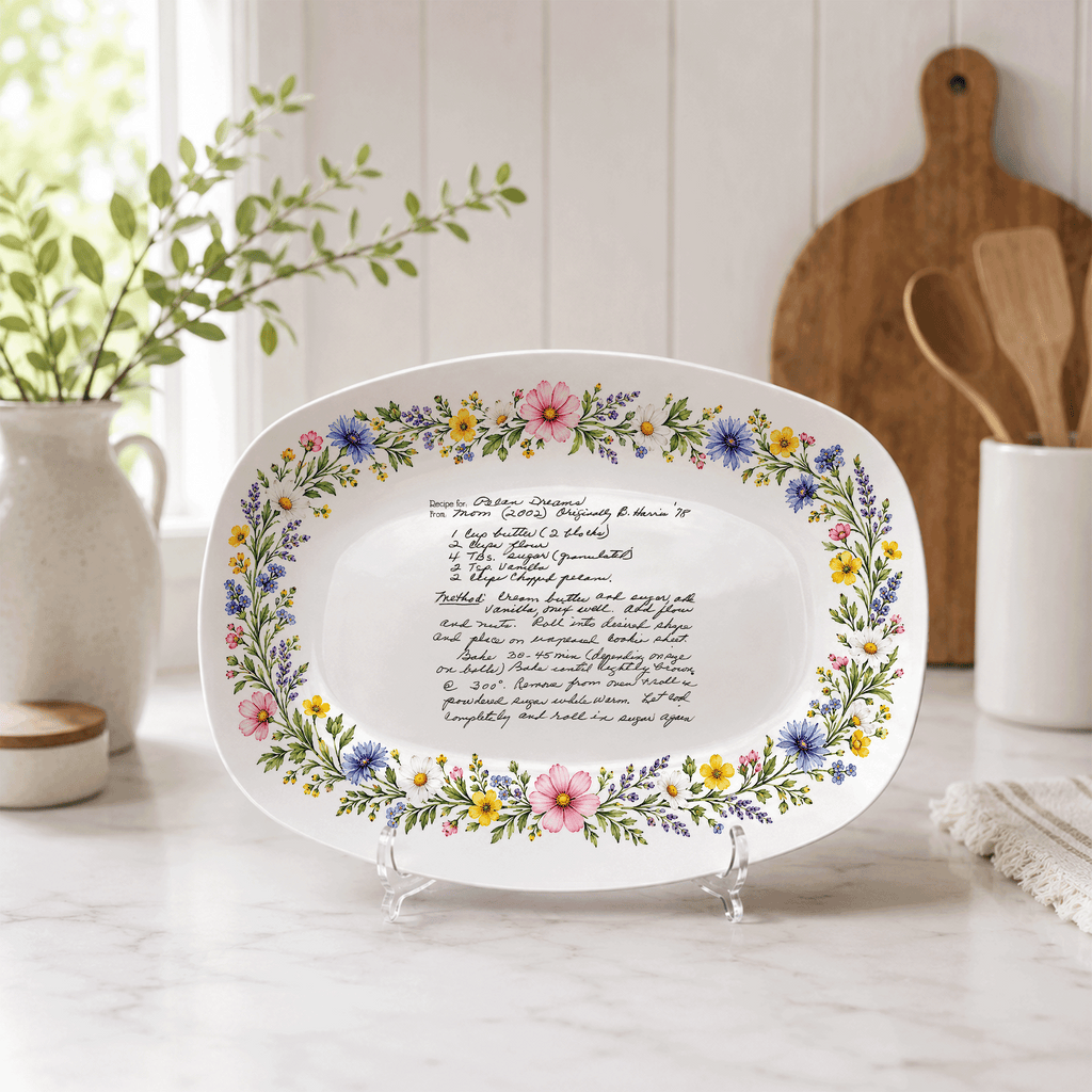 Handwritten Recipe Platter with Wildflower Meadow Border