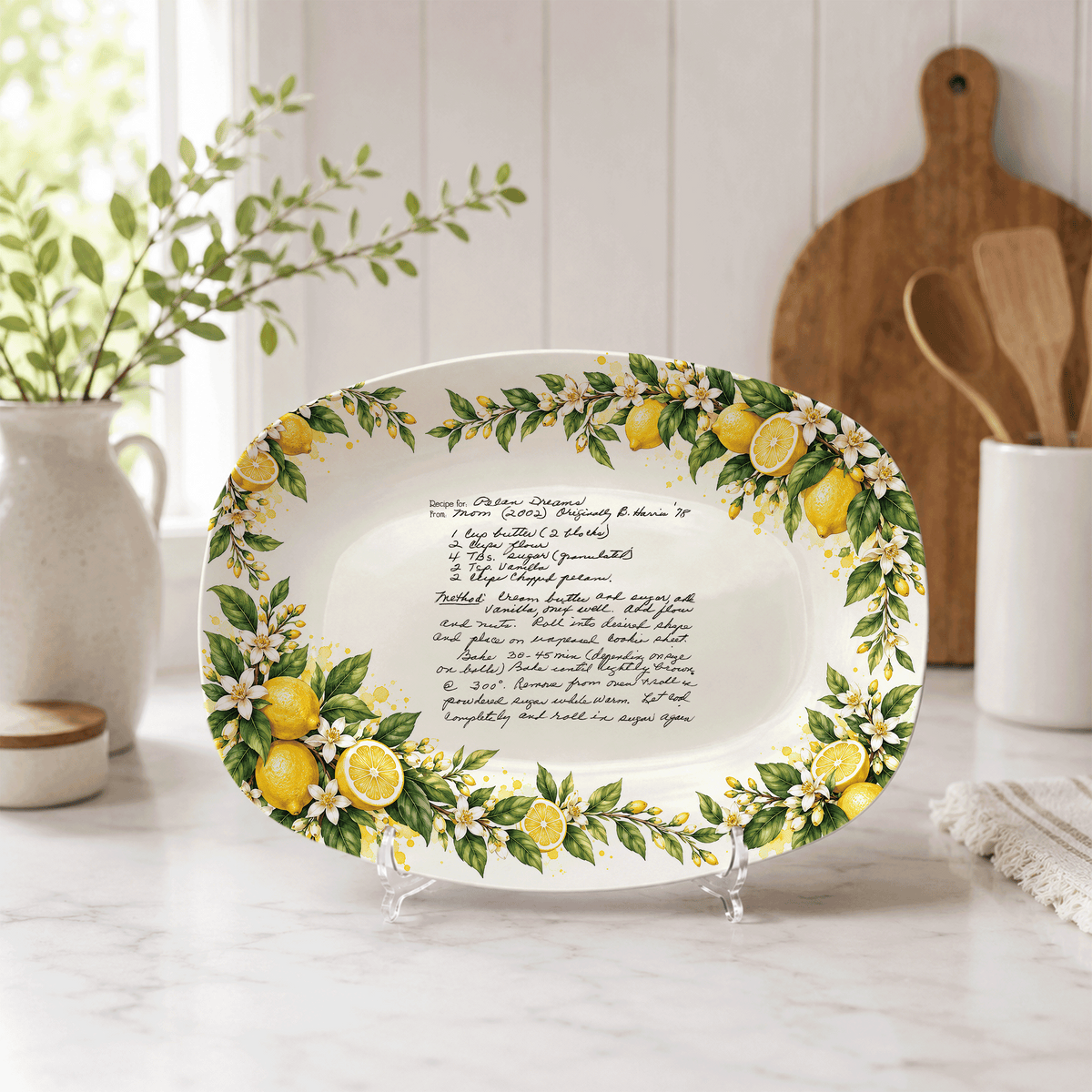 Handwritten Recipe Platter with Lemon Orchard Border